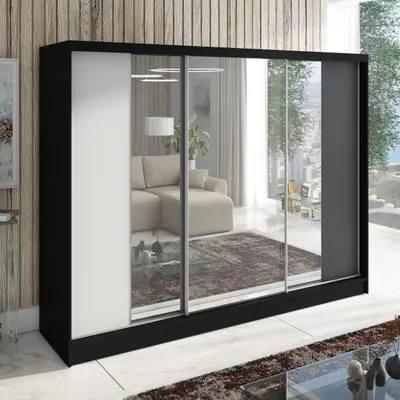 Productafbeelding van Schuifdeurschrank VENA: Garderobekast met 3 deuren, 3 spiegels en 3 kledingroedes – functionaliteit en elegantie!
