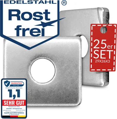 Produktbild von 25x Qualinos Klemmplatten für Doppelstabmattenzaun 29x26x3 mm Edelstahl V2A - 3mm Stark & Rostfrei -  Germany - Massive Zaunhalterung