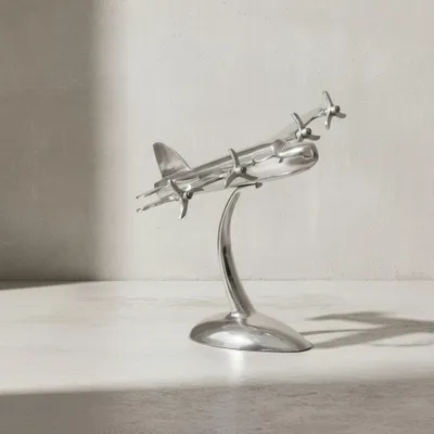Deko Flugzeug Propeller aus Aluminium_ 42x30 cm_ elegantes Design_ handgefertigt_ robuste und langlebige Konstruktion - KADIMA DESIGN_Größe_ 42x30x42 cm_#sku_BARWL1.653#