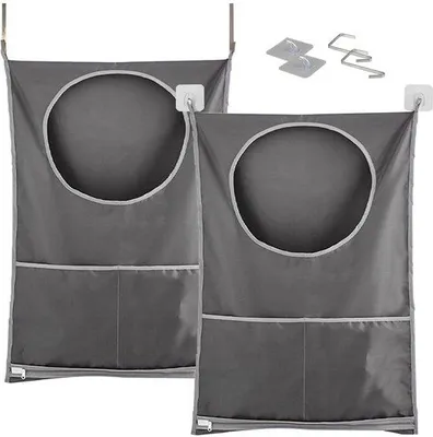 Productafbeelding van Ibenzoa® waszak van Oxford-materiaal, waterafstotend, 50,8 x 76,2 cm, met 2 roestvrijstalen haakjes en 2 zuignappen, grijs