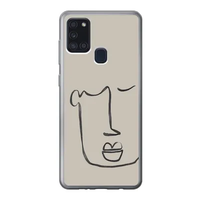 Produktbild von MuchoWow® Handyhülle Schutzhülle Hülle für Samsung Galaxy A21s Gesicht - Abstrakt - Strichzeichnung Silikon Softcase Handy Hülle - Hartschale