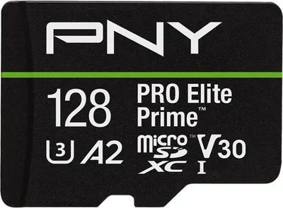 Produktbild von PNY PRO Elite Prime, 128 GB, MicroSDXC, Klasse 10, UHS-I, 200 MB/s, 110 MB/s