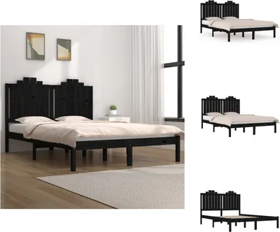 Produktbild von vidaXL Massivholzbett Schwarz Kiefer 200x200 cm -  Betten & Bettgestelle
