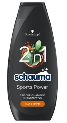 Produktbild von Schwarzkopf Schauma Sports Power Shampoo, 400 ml, Shampoo, Alle Farben, Verstärkung, Flasche, Sanft im feuchten Haar verteilen und kurz einwirken lassen. Nicht vergessen, dabei den Wasserhahn...