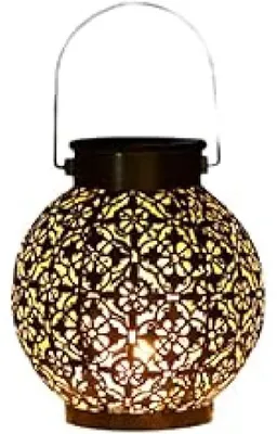 Produktbild von Solarlaterne, wasserdichte LED-Gartenleuchte für den Außenbereich, dekorative Hänge-Solarlaterne aus Metall für Garten, Terrasse, Hof und Tisch.