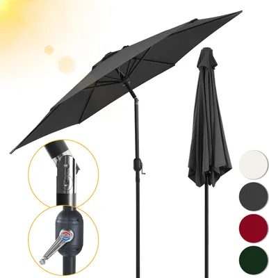 Produktbild von Clanmacy Sonnenschirm Balkon 270cm UV Schutz 40+ Strandschirm Neigbar Wasserabweisend Aluminium Windöffnung Gartenschirm, Grau