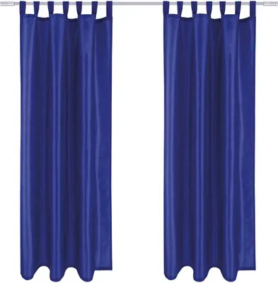 Image de lot de 2 rideaux opaques Alessia avec passants 140x175cm bleu