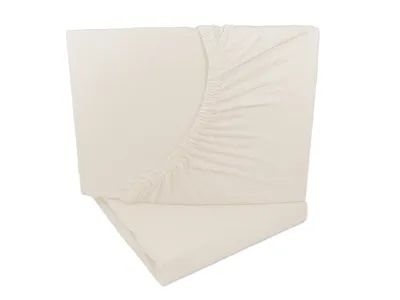 Produktbild von 2er Set Jersey Spannbettlaken Natur / Creme 90x200 - 100x200 cm 100% Baumwolle