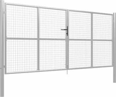 Produktbild von vidaXL Gartentor verzinkter Stahl 400 x 150 cm Silber