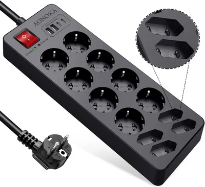 Produktbild von Steckdosenleiste mit USB-C Anschluss – 12-fach Steckdosenleiste mit Überspannungsschutz