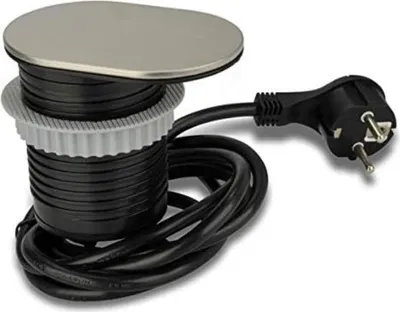 Immagine prodotto di Presa da tavolo UNITEC da incasso Schuko+USB in acciaio