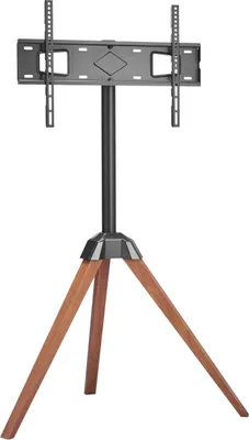Image de Support TV à trépied avec pieds en bois pouvant supporter jusqu'à 45 kg pour écrans de 40 à 65 pouces