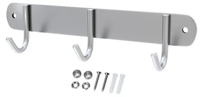 Produktbild von Edelstahl Garderobenleiste - 3 Haken - 22 x 5 cm - Kleiderhaken in 5 verschiedenen Designs