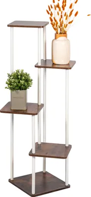Produktbild von eluno Pflanzenständer, Blumenregal mit 5 Ablagen ausem MDF-Holz und Metall