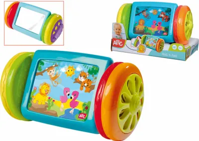 Produktbild von Simba 104010018 - ABC Rollender Spiegel, mit großem Wackelbild in beiden Rädern, 12cm, ab 6 Monate, Orange And Yellow