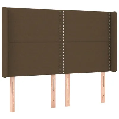 Obrázok produktu pre vidaXL Čelo postele s ušami tmavohnedé 147x16x118/128 cm Látka
