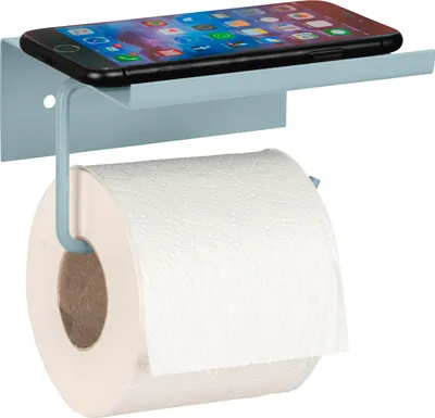 Produktbild von WENKO Toilettenpapierhalter Mod. Desulo Blau, mit Ablage