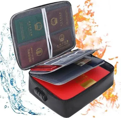 Productafbeelding van Famanu brandwerende documentenbox met slot - zwart of grijs