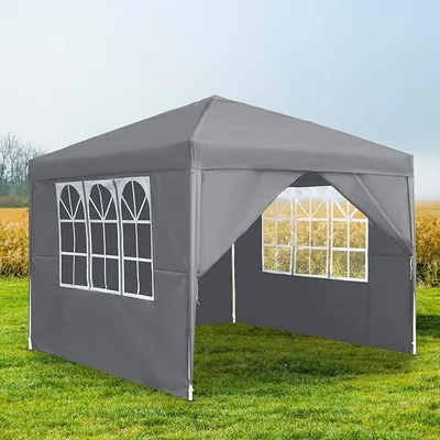 Zdjęcie produktu dla Pawilon partyjny 3 x 3 m, składany, z 4 ściankami. Idealny na imprezy, festiwale, camping. Wodoodporny, odporny na warunki atmosferyczne. Szary