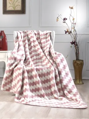 Produktbild von Wohndecke 160x200 cm Puderrosa-Weiß gemustert, Sesseldecke, Sofadecke, Schlafdecke