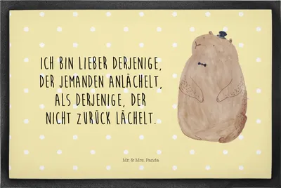 Produktbild von Mr. & Mrs. Panda fußmatte Murmeltier 50 x 75 cm - Gelb Pastell - Geschenk, Anstand, Fröhlichkeit, Lustige Sprüche, Freundlichkeit, Schmutzmatte, Fußabtreter, Türmatte