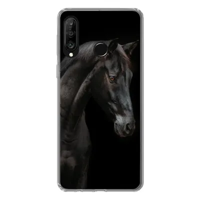 Produktbild von MuchoWow® Handyhülle Schutzhülle Hülle für Huawei P30 Lite Pferd - Tier - Schwarz Silikon Softcase Handy Hülle - Handyhülle