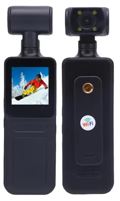 Productafbeelding van 4K actiecamera met WiFi en een 180° draaibaar objectief, een compacte sportcamera
