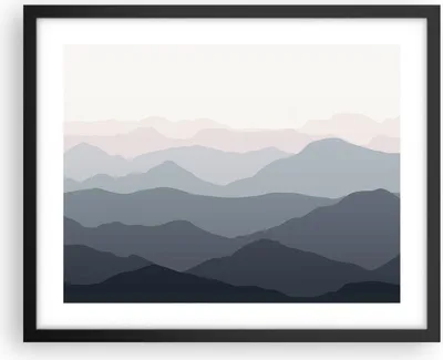 Produktbild von Gerahmtes Poster - Schwarzer Rahmen - Berge Grafiken Buntstift - 50x40 cm - Wand Bild - Wanddeko - Wandbilder - Kunstposter - Wandposter - Bilderrahmen - Bilder - Kunstdruck - P2BAA50x40-4389