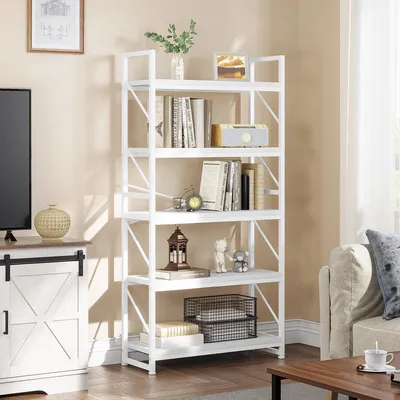 Produktbild von 5-stufiges Bücherregal - Industrielles Bücherregal aus Holz und Metall