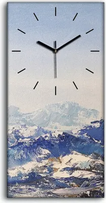 Produktbild von Wandbild Leinwand Bilder mit Uhr Geräuschlos 30x60 Malerei Berg Schnee Weiß - schwarze Hände