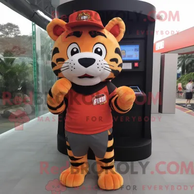 Produktbild von Tiger-Maskottchen-Kostüm REDBROKOLY mit Tanktop und Beanie