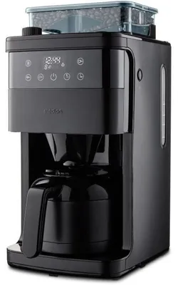 Immagine prodotto di Caffettiera MEDION con macinacaffè e caraffa thermos (1 litro, max. 8 tazze, 8 impostazioni di macinatura, max. 1000 watt, timer, display LED, arresto di gocciolamento, filtro permanente, MD19911)