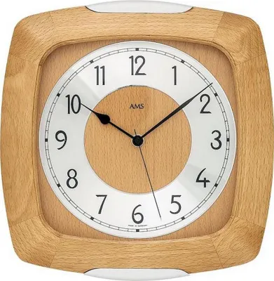 Zdjęcie produktu dla Zegar ścienny klasyczny z litego drewna 28 cm - AMS Model: 5804/18