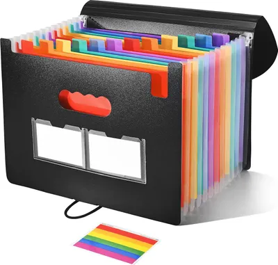 Immagine prodotto di INF Cartella espandibile 25 tasche, porta documenti arcobaleno con chiusura a cordoncino sicura