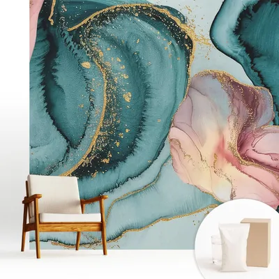 Produktbild von Fototapete  - 250x250 cm - Tapete - Wandtapete - Wandbilder - Dekofolie - Tapete Folie - Wand - Dekoration - Wohnzimmer - Künstlerische Wellen