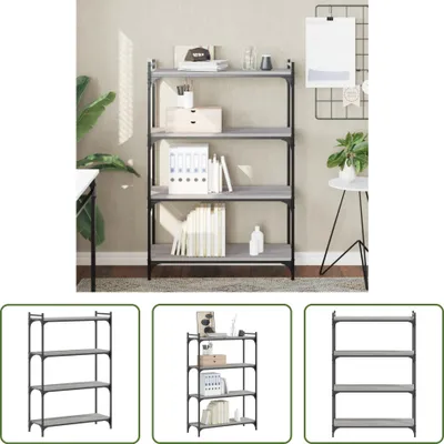 Productafbeelding van De Living Store boekenkast met 4 planken, grijs Sonoma, 80x30x120 cm, gemaakt van houtvezel