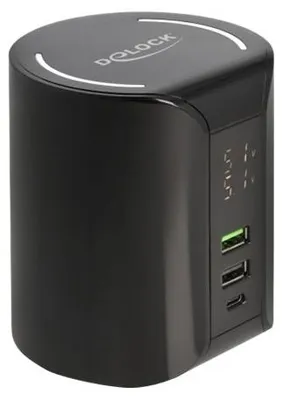 Productafbeelding van Delock USB- en draadloze oplader: 1 x USB Type-C PD + 2 x USB Type-A met 58 W