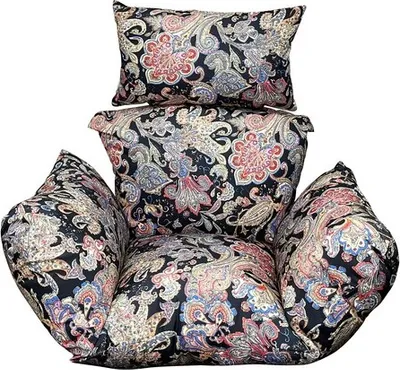 Produktbild von Topchances Hängesessel Kissen Auflagen Schaukelstuhl Sitzkissen Hängestuhl Sitzauflage Auflage Polster Ersatzkissen für Hängesessel,Schwarz Blumen
