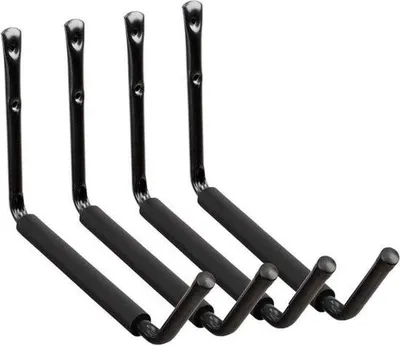 Image de Unyqoos® : Lot de 4 supports muraux robustes avec bras jumbo, rembourrage en EVA, dimensions 38,5 x 27 cm, capacité de charge de 45 kg. Supports muraux pour kayaks, échelles, vélos