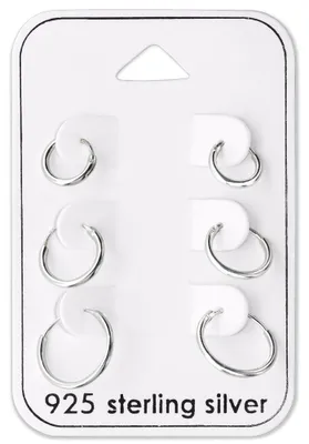 Produktbild von Kleine Creolen Set Silber 925: 3 Paar Ohrringe 8, 10 & 12 mm