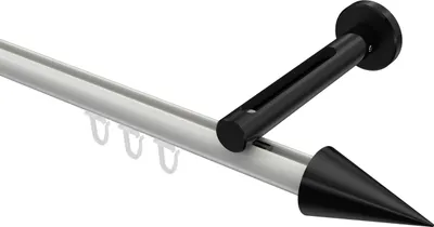 Produktbild von Interdeco Innenlaufstange / Gardinenstange mit Innenlauf Weiß / Schwarz, Typ Siteno Savio (Kegel), 20 mm Ø 1-läufig, 480 cm