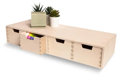 Productafbeelding van Creative Deco Mini Houten Kist met 4 laden, 56 x 20,5 x 10 cm