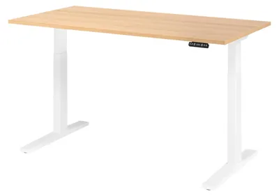 Produktbild von bümö Schreibtisch elektrisch XMKA - Größe: 160 x 80 cm, Gestell: Weiß, Nachbildung: Eiche