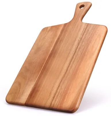 Image de Planche à découper en bois d'acacia avec poignée, 43,2 x 25,4 cm