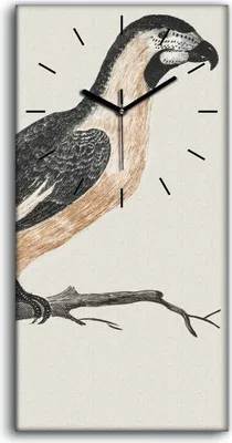 Produktbild von Küche Wohnzimmer Wand Leinwand Uhr 30x60 Zeichnung Tier Vogel Zweig Kunst - schwarze Hände