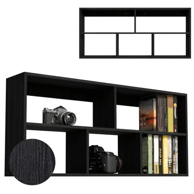 Produktbild von Bücherregal - Wandregal - Hängeregal - Schweberegal - Würfelregal 110x50x20,4 cm Regal schmal - Deko Wohnzimmer Regal Schwaz Holz Pflanzenregal FTS 7