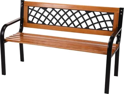 Imagen del producto de Silecomplaza: Banco de jardín robusto, banco de parque de madera y metal para 2 personas, dimensiones: 118x50x75 cm