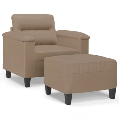 Produktbild von vidaXL Sessel mit Hocker Cappuccino-Braun 60 cm Kunstleder