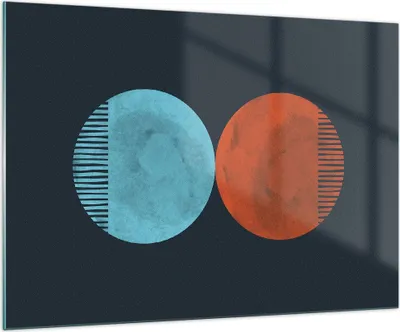 Produktbild von Bilder auf glas - Einteilig - Abstraktion Blau Rot - 100x70cm - Glasbilder - Wandbilder - Bilder - zum Aufhängen bereit - Wanddekoration aus Glas - Glas Bilder - Wandbild auf Glas - GAA100x70-4720