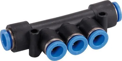 Produktbild von T-Mehrfachverteiler 3-fach, 6mm, Schlauch 6mm, STVS-QFCK3-6-KU-S-M120